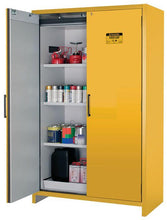 Load image into Gallery viewer, Justrite™ 90-Minute EN Flammable Safety Cabinet, 45 Gal., 3 shelves, 2 hybrid-close doors, Yellow