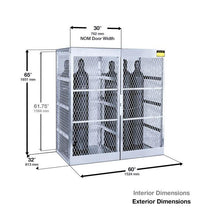 Load image into Gallery viewer, Justrite™ Cylinder locker for safe storage of up to 20 vertical Compressed Gas cylinders.