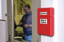 Load image into Gallery viewer, Justrite Document Storage Box for SDS, Medium-sized, Lockable Flip-top, Single Pack, Plastic, Red - S23303