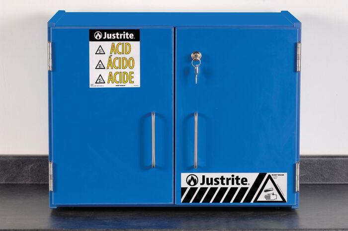 Justrite 24120 CABINET, ACID, WOOD, 6BTLS BLU