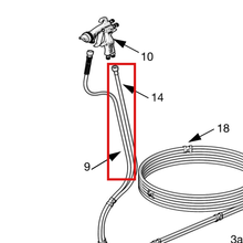 Load image into Gallery viewer, Graco 244448 Fluid Hose, 25 ft  Nickel Plated Steel Couplings, fits AirPro Spray Guns - item 14 highlighted in the Graco 3A7003EN parts diagram