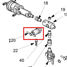 Load image into Gallery viewer, Graco 248191 VALVE, PRESSURE, BLEED - item 20 highlighted in the Graco 310654EN-G parts diagram