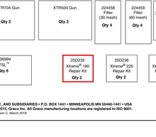 Load image into Gallery viewer, Graco 25D235 Kit, Repair, Full, PE/LTHR (180) - highlighted in parts diagram