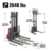 Load image into Gallery viewer, MechMaxx 2640lbs Electric Straddle Stacker, 98" Lift, Adjustable Legs &amp; Forks, F26-98SLA