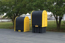 Load image into Gallery viewer, Justrite™ EcoPolyBlend® IBC Outdoor Shed with Pallet, forklift pockets, rolltop doors, 40% recycled