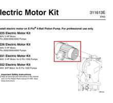 Load image into Gallery viewer, Graco 289552 Electric Motor Kit, 230/400V, 3 Phase, 3 HP Motor, 1500 rpm for E-Flo 1500 Pumps - highlighted in parts diagram