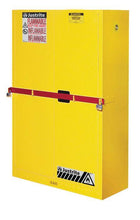 Load image into Gallery viewer, Justrite High Security 45-gal.capacity Flammables Safety Cab w/ Steel Bar - 2 Shelves &amp; 2 Self-Close Doors - Yellow