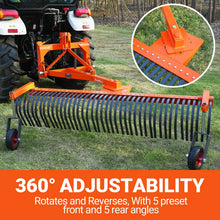 Load image into Gallery viewer, MechMaxx 84" Landscape Rake with Bolt-On Wheels &amp; 42 Tines 3 Point Hitch Tractor Attachment, LR84W
