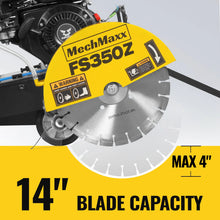 Load image into Gallery viewer, MechMaxx 5.8 HP Walk-Behind Concrete Floor Saw, 14 in Blade, 4 in Cutting Depth, FS350Z