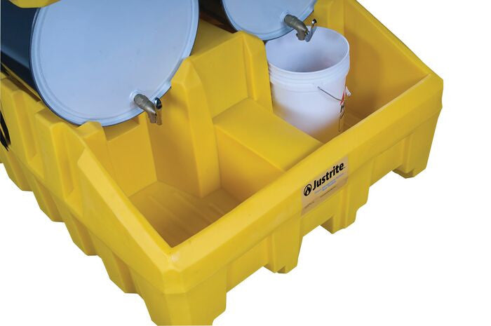 Drum Management System Base Module, Dispensing Well, Forklift Channels, Polyethylene, Yellow - 28666