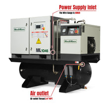 Load image into Gallery viewer, MechMaxx 10HP Combined Rotary Screw Air Compressor with Dryer &amp; 66-Gal ASME Tank | 32 CFM, 116 PSI, 460V 3-Phase - Industrial Grade