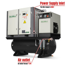 Load image into Gallery viewer, MechMaxx 20HP Combined Rotary Screw Air Compressor with Dryer &amp; 105-Gal ASME Tank | 78 CFM, 116 PSI, 460V 3-Phase - Industrial Grade