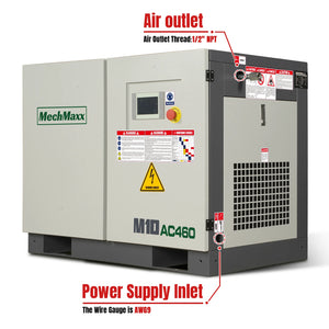 MechMaxx 10HP Rotary Screw Air Compressor - 32 CFM, 116 PSI, 460V 3-Ph