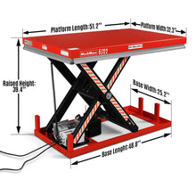 Load image into Gallery viewer, MechMaxx 2200lb Capacity Stationary Electric Hydraulic Lift Table, 51.2" x 32.3" Platform, 39.4" Lift Height, UL Certified Motor, ELT22