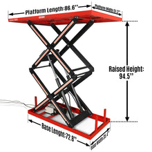Load image into Gallery viewer, MechMaxx 2200 lbs Capacity Stationary Powered Hydraulic Double Scissor Lift Table, 86.6" x 51.2" Platform, 94.5" Lift Height, UL Certified Motor, ELTD22L