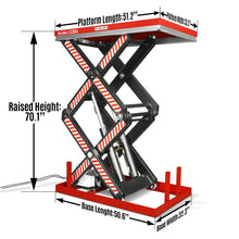 Load image into Gallery viewer, MechMaxx 4400lbs Capacity Stationary Electric Hydraulic Double Scissor Lift Table, 51.2" x 33.5" Platform, 70.1" Lift Height, UL Certified Motor, ELTD44