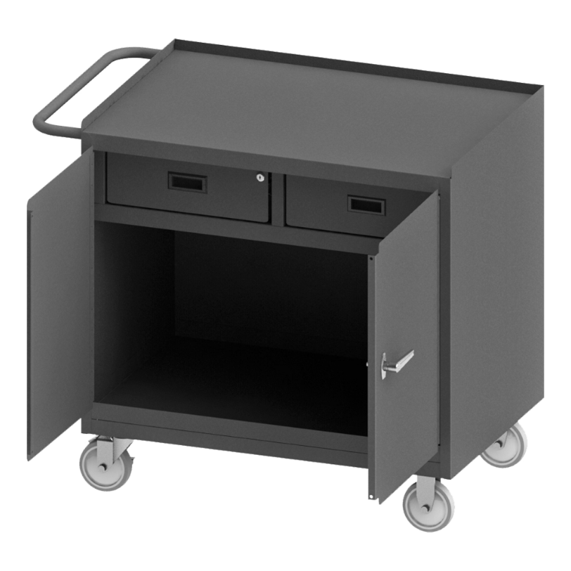 Durham 3116-95 Mobile Bench Cabinet, 2 Drawers, Steel Top, 24-1/4 X 42-1/8 X 36-3/8