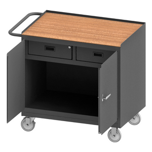 Durham 3116-TH-95 Mobile Bench Cabinet, 2 Drawers, Hard Board Top, 24-1/4 X 42-1/8 X 36-3/8