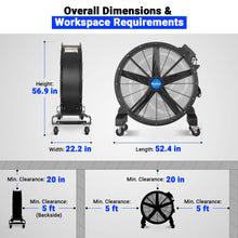 Load image into Gallery viewer, MechMaxx 47" Portable Industrial Fan with Variable High-Efficiency PMSM Motor,Mobile High Volume Floor Fan for Warehouse,Workshop &amp; Gym