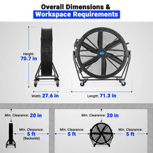 Load image into Gallery viewer, MechMaxx 59" Portable Industrial Fan with Variable High-Efficiency PMSM Motor,Tiltable Mobile High Volume Floor Fan for Warehouse,Workshop &amp; Gym