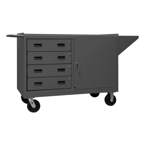 Durham 3401-95 Mobile Bench Cabinet, 1 Shelf, 4 Drawers, 24-1/4 X 66-1/8 X 37-3/4