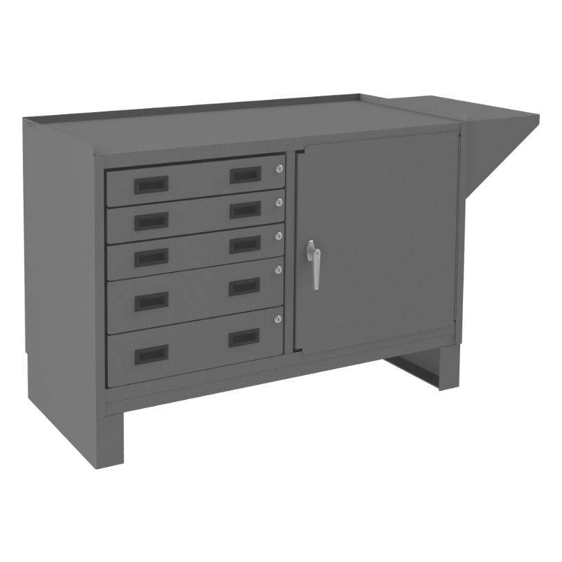 Durham 3405-95 Stationary Workstation, 5 Drawers, 1 Shelf, 1 Vice Support Shelf, 60-1/8 X 24-1/4 X 36-1/4