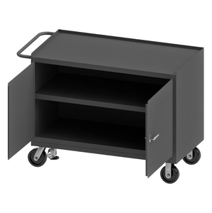 Durham 3412-FL-95 Mobile Bench Cabinet, 2 Doors, Steel Top, 24-1/4 X 54-1/8 X 37-3/4