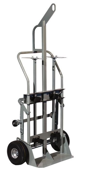 Justrite Double Cylinder Hand Truck With Hoist Ring, 10.5
