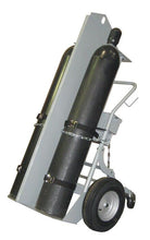 Load image into Gallery viewer, Justrite™ Double Cylinder Hand Truck w/ Firewall &amp; Hoist Ring 16 In Pneumatic Wheels Rear Casters &amp; Tool Box