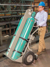 Load image into Gallery viewer, Justrite™ Double Cylinder Hand Truck w/ Firewall &amp; Hoist Ring 16 In Pneumatic Wheels Rear Casters &amp; Tool Box