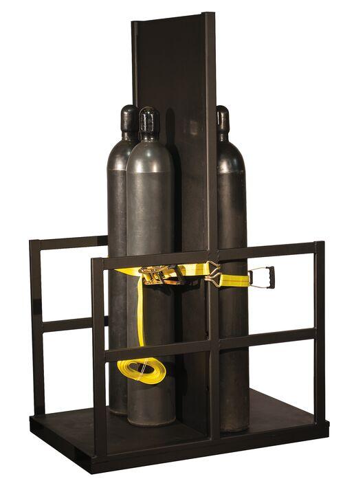 Justrite™ Gas Cylinder Forklift Pallet with Firewall 12 Cylinder Capacity End Loaded