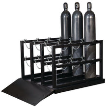 Load image into Gallery viewer, Justrite™ Gas Cylinder Barricade Rack Pallet with Ramp 12 Cylinder Capacity