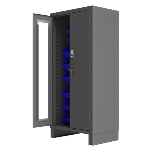 Durham 3702CXC-30B-5295 Access Control Cabinet, 14 Gauge, 30 Blue Bins, 36 X 24 X 78