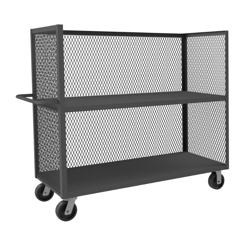 Durham 3ST-EX3048-2-95 3 Sided Mesh Truck, 2 Fixed Shelves, 30 X 48