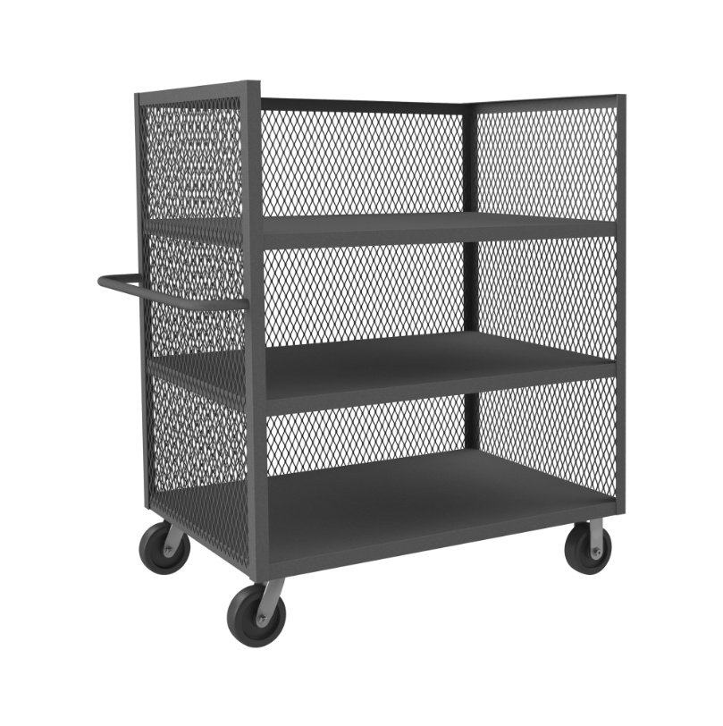 Durham 3ST-EX3048-3-95 3 Sided Mesh Truck, 3 Fixed Shelves, 30 X 48