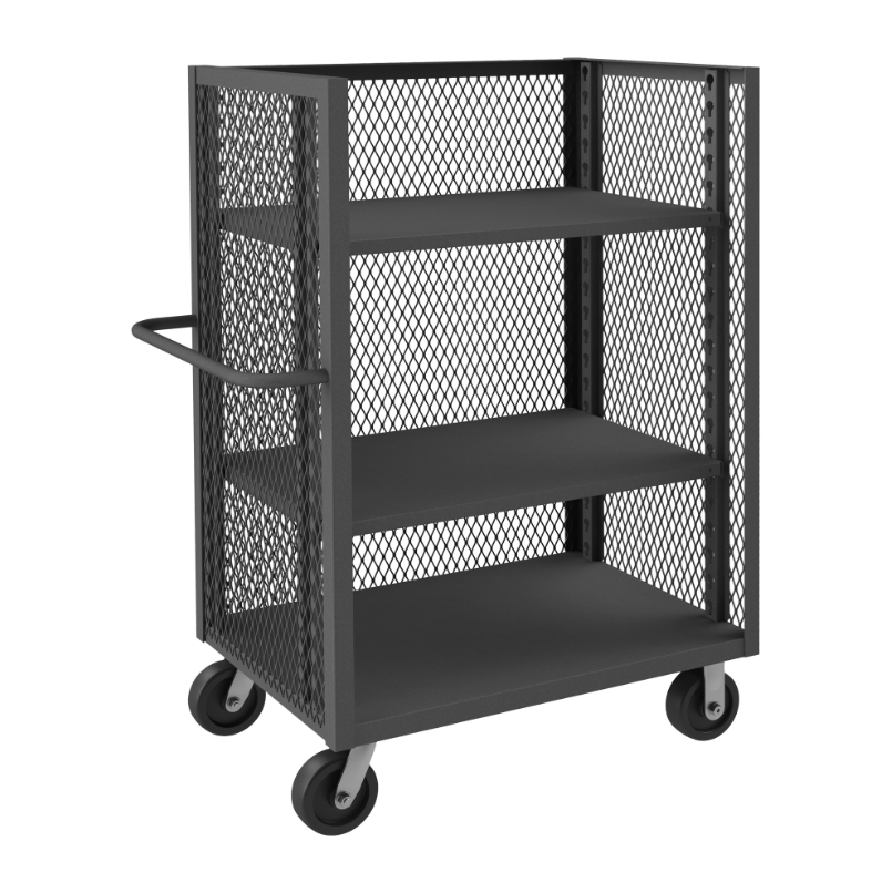 Durham 3ST-EX3660-2AS-95 3 Sided Mesh Truck, 2 Adjustable Shelves, 36 X 60