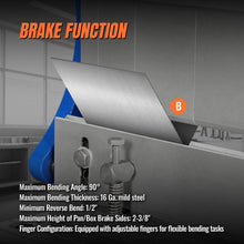 Load image into Gallery viewer, MechMaxx 30-inch 3-in-1 Pan and Box Brake – Slip Roll, Shear, Bending Machine for Sheet Metal, 20 Gauge Mild Steel, Adjustable Fingers, Heavy Duty, Metalworking, Fabrication, Rolling, Bending MMCB3016