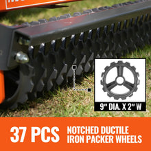 Load image into Gallery viewer, MechMaxx 84" Cultipacker with 37 Ductile Iron Wheels, Scraper Bar Included, Category 1 and 2, 3 Point Hitch Tractor Attachment, TCP1084