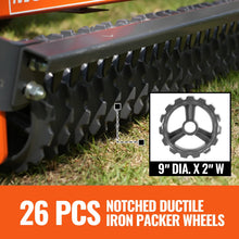 Load image into Gallery viewer, MechMaxx 60" Cultipacker with 26 Ductile Iron Wheels, Scraper Bar Included, Category 1 and 2, 3 Point Hitch Tractor Attachment, TCP1060