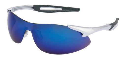 MCR Safety Glasses IA1 Series, Silver Frame, Blue Diamond Mirror Lens 1/EA