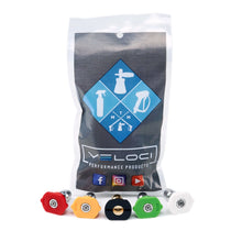 Load image into Gallery viewer, Stainless Steel QC Nozzle 5 Pack, 9.0 Orifice, Soap, 0°, 15°, 25° and 40° Spray Angles
