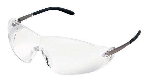 MCR Blackjack Wraparound Safety Glasses, Chrome Plastic Frame, Clear Lens