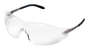 MCR Blackjack Wraparound Safety Glasses, Chrome Plastic Frame, Clear Lens