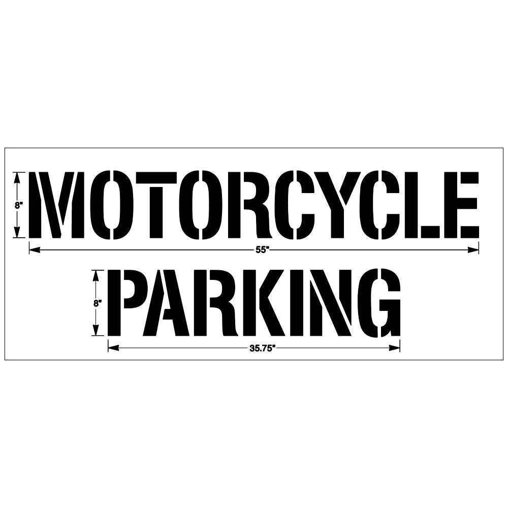 MOTORCYCLE PARKING Stencil 2 Lines 8 Inches