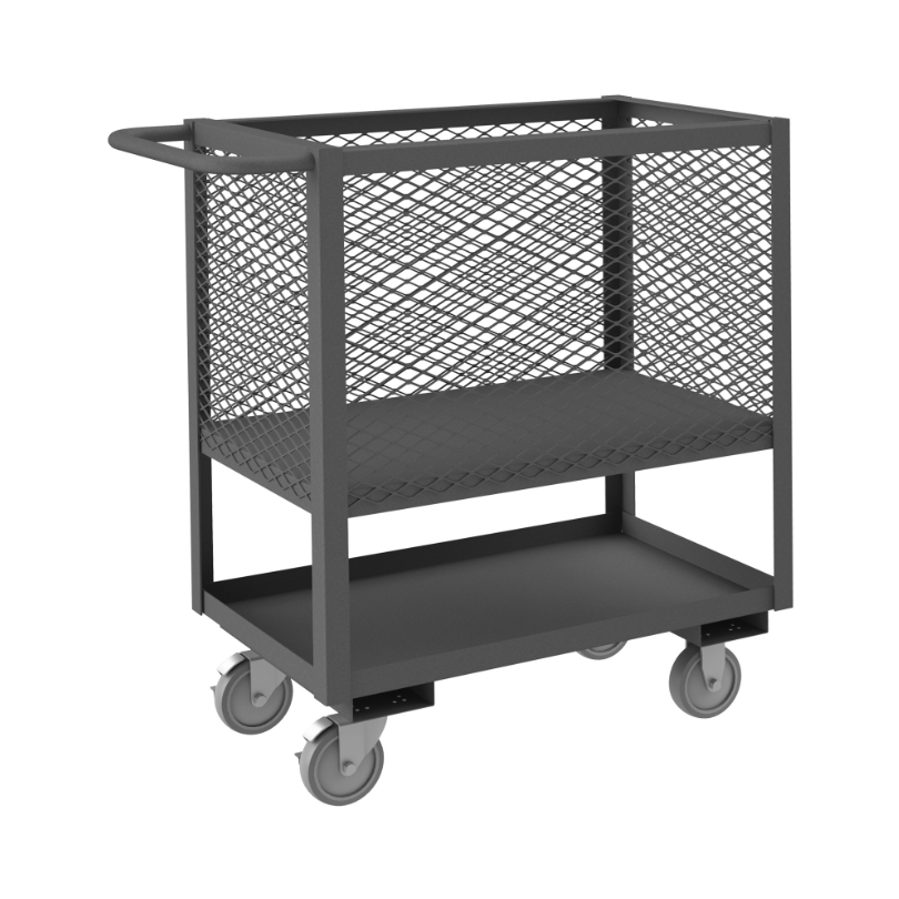 Durham 4SLT-EX1832-1.2K-95 4 Sided Mesh Low Deck Truck, 2 Shelves, 32 X 18