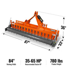 Load image into Gallery viewer, MechMaxx 84" Heavy Duty Soil Pulverizer, Single Spiked Roller, 29 Shanks, Category 1 and 2, 3 Point Hitch Tractor Attachment, TSP84