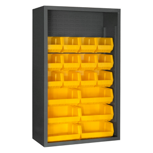 Durham 5002-18-95 Enclosed Shelving, 12 Gauge, 18 Yellow Bins, 36 X 18 X 60