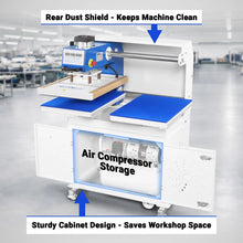 Load image into Gallery viewer, MechMaxx 16x24 Inch Commercial Pneumatic Dual Platen Heat Press - Auto Lift Sublimation Transfer Machine with Storage Base Cabinet (110V 1650W)