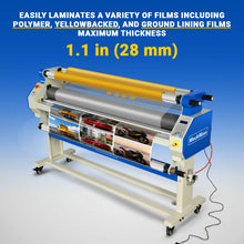 Load image into Gallery viewer, MechMaxx 65" Wide Format Full-Auto Cold &amp; Heat Assisted Pneumatic Laminator Machine with 4 Trimmers, Max Speed 40ft/min, 63" Max Width, 1.1" Max Thickness, Infrared Heating, Digital Control Pneumatic 