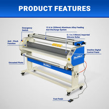 Load image into Gallery viewer, MechMaxx 65" Wide Format Full-Auto Cold &amp; Heat Assisted Pneumatic Laminator Machine with 4 Trimmers, Max Speed 40ft/min, 63" Max Width, 1.1" Max Thickness, Infrared Heating, Digital Control Pneumatic 